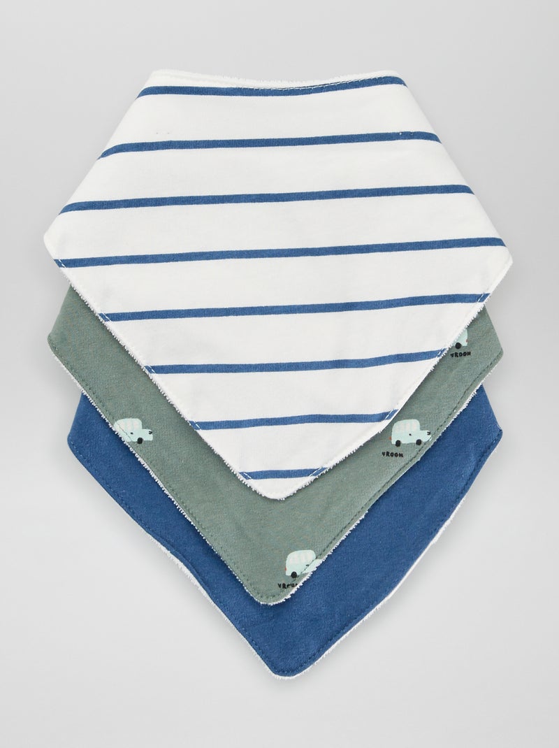 Lot de 3 bavoirs triangle Bleu - Kiabi