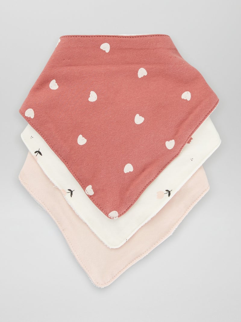 Lot de 3 bavoirs triangle Rose - Kiabi