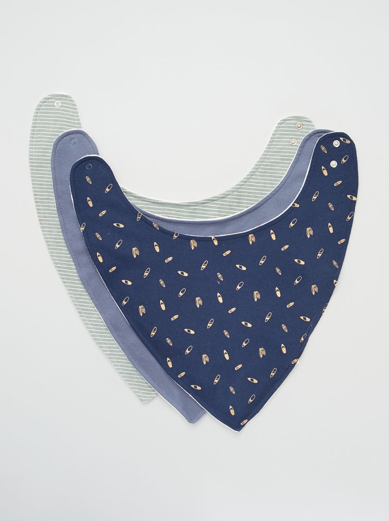 Lot de 3 bavoirs triangle Vert/gris/bleu marine - Kiabi