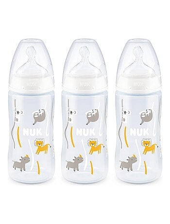 Lot de 3 biberons 3 vitesses col large poignées 300ml +6M lait infantile  Mickey Tigex - Transparent - Kiabi - 23.99€