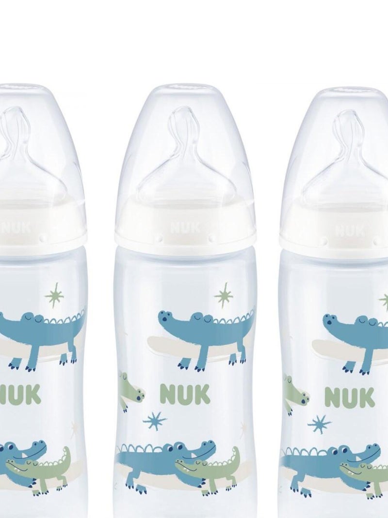 Lot de 3 biberons col large Serenity+ TC 360ml 6-18M perçage M Crocodile Nuk Transparent - Kiabi