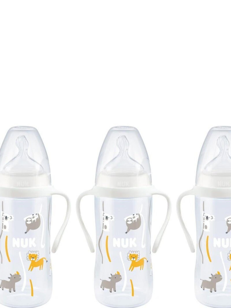 Lot de 3 biberons col large Serenity+ TC Poignées 300ml 6-18M perçage M Flow Control Koala Nuk Transparent - Kiabi