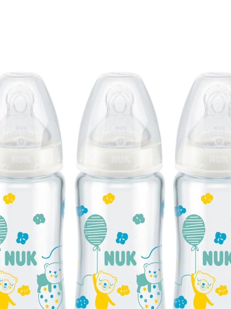 Lot de 3 biberons col large Serenity+ TC Verre 240ml 0-6M perçage M Ours Nuk Transparent - Kiabi