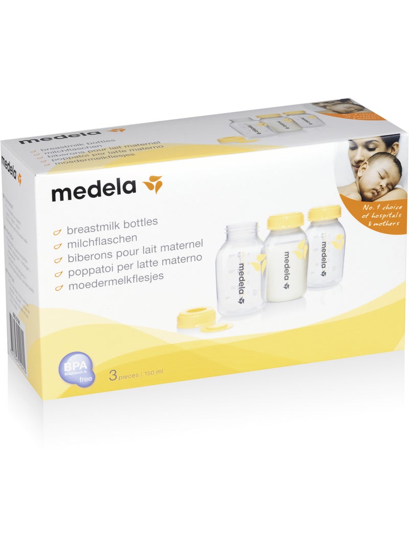 Lot de 3 biberons de recueil Medela 150 ml - Conservation lait maternel Transparent - Kiabi