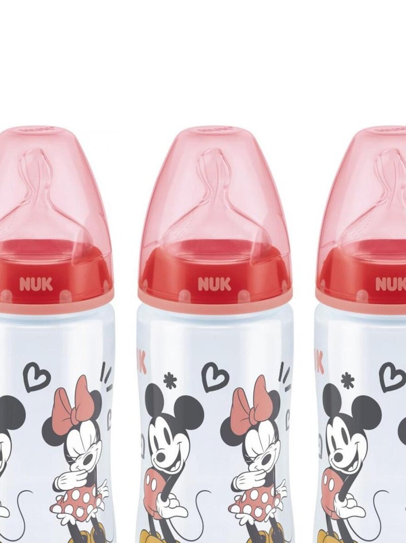 Lot de 3 biberons First Choice+ TC Minnie 300ml 6-18M perçage M Nuk Transparent - Kiabi