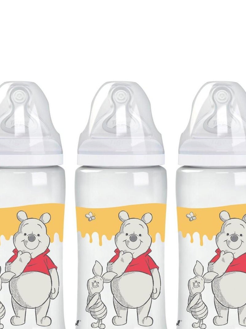 Lot de 3 biberons Transition+ col large 300ml 0-6M lait infantile Winnie l'Ourson Tigex Transparent - Kiabi