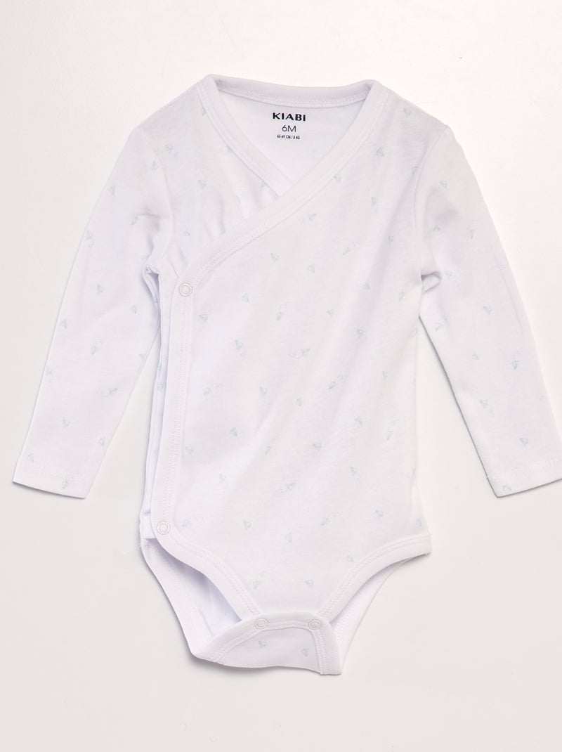 Lot de 3 bodies à forme croisées Bleu marine/blanc - Kiabi