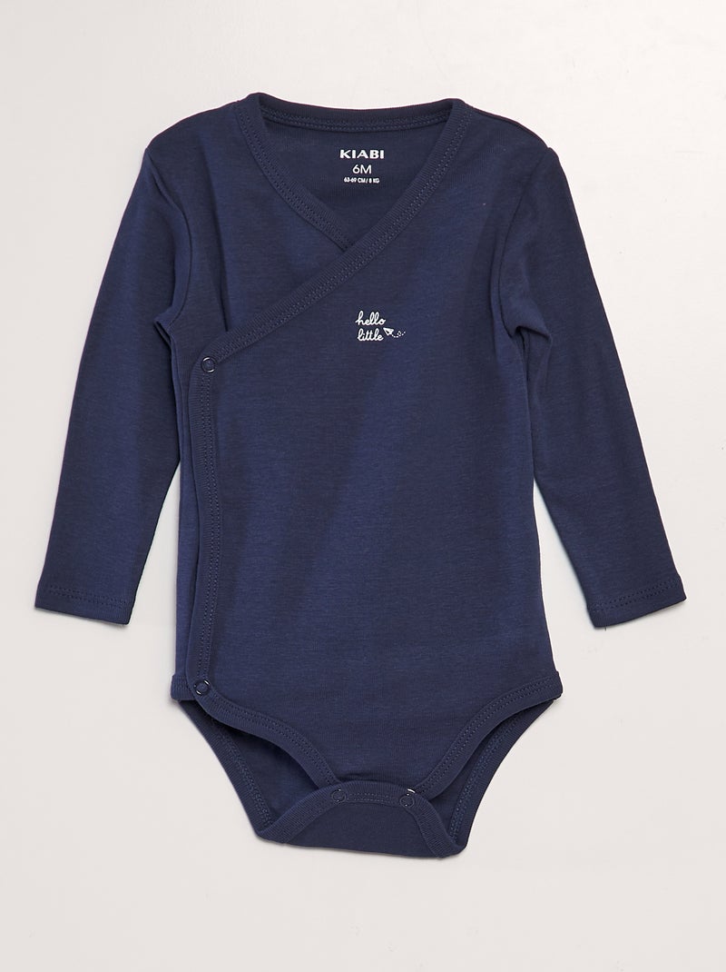 Lot de 3 bodies à forme croisées Bleu marine/blanc - Kiabi