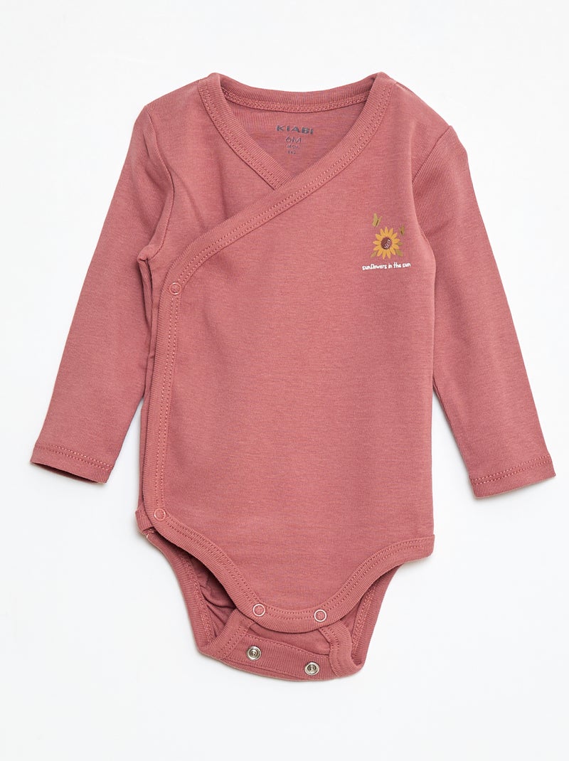 Lot de 3 bodies à manches longues avec ouverture pressionnée Rose - Kiabi