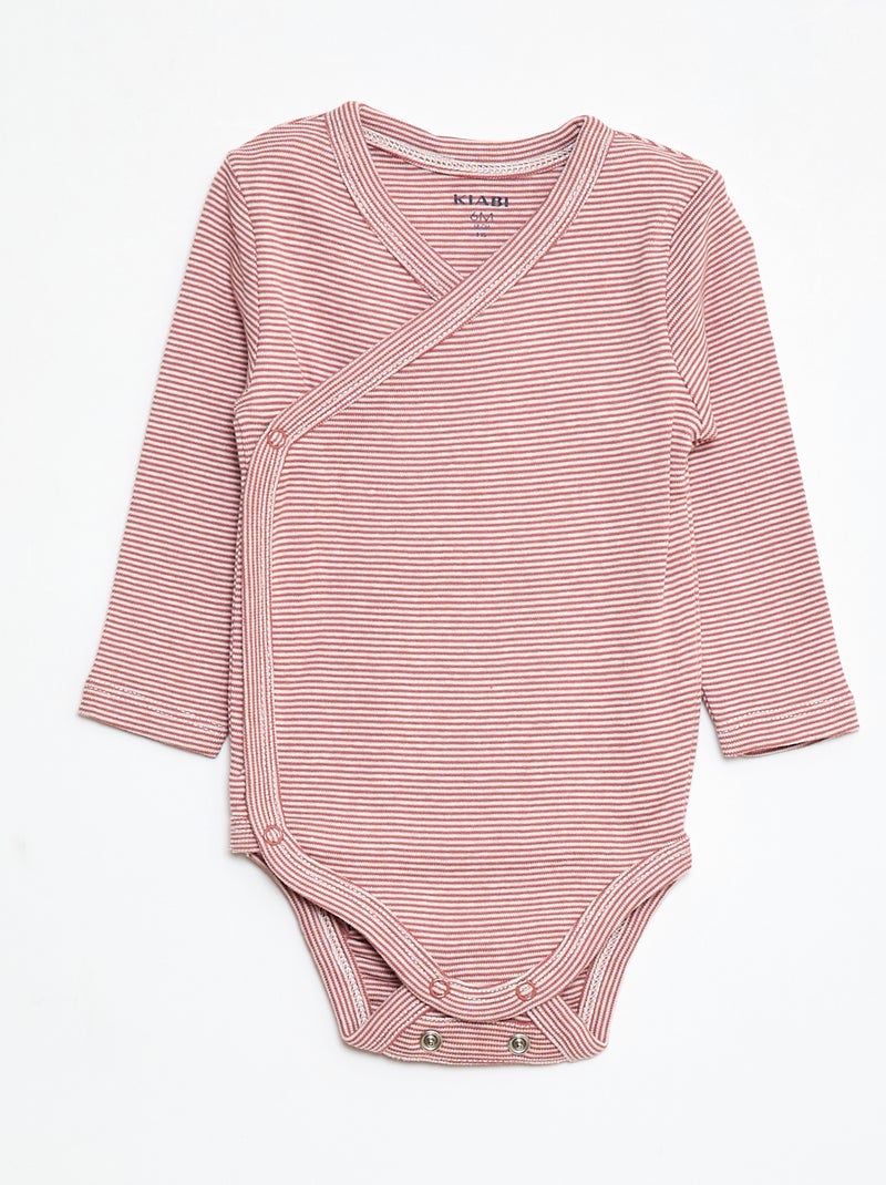 Lot de 3 bodies à manches longues avec ouverture pressionnée Rose - Kiabi