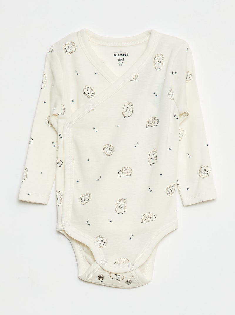 Lot de 3 bodies à manches longues avec ouverture pressionnée Vert - Kiabi