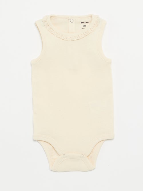 Lot de 3 bodies avec encolure rondes avec borderies - Kiabi