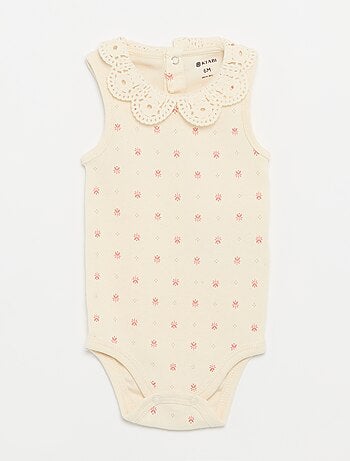 Lot de 3 bodies avec encolure rondes avec borderies