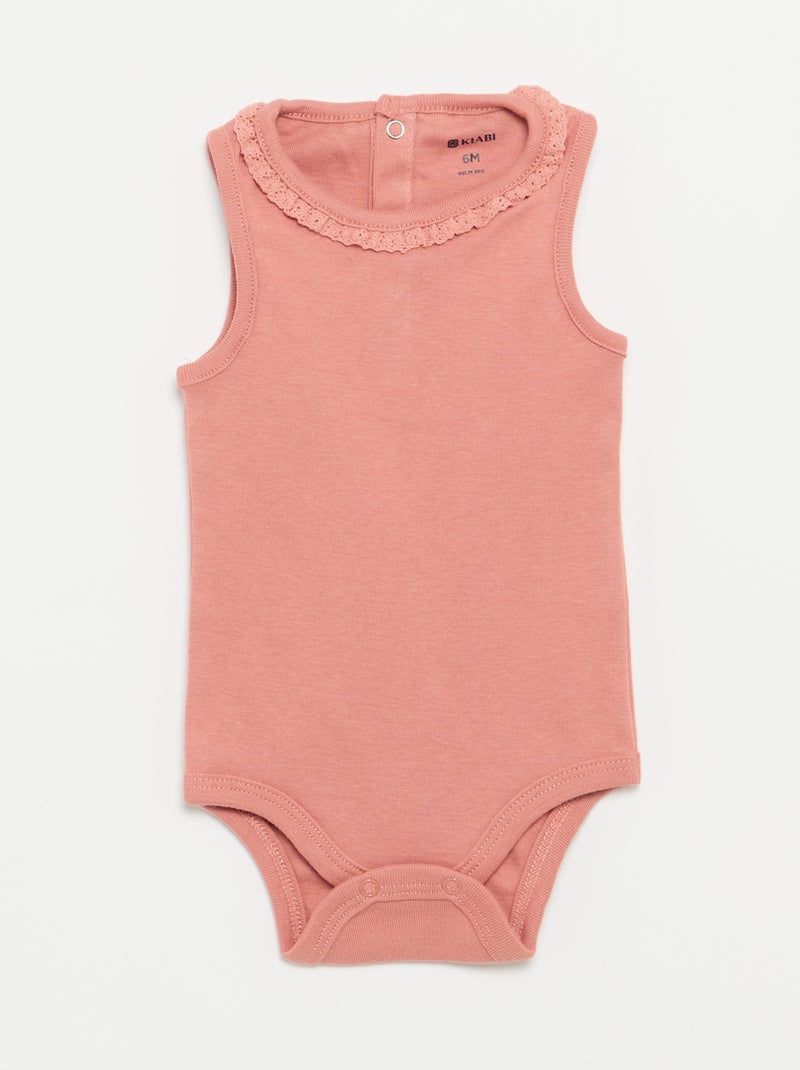 Lot de 3 bodies avec encolure rondes avec borderies Blanc - Kiabi