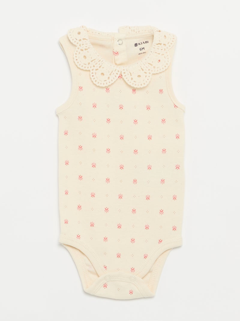 Lot de 3 bodies avec encolure rondes avec borderies Blanc - Kiabi