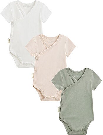 Lot de 3 bodies b?b? manches courtes ouverture crois?e Mini R?ve
