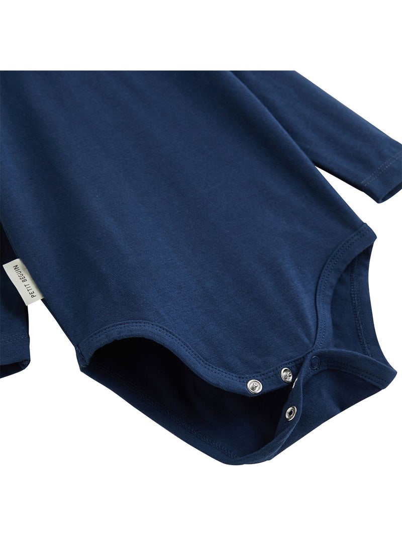 Lot de 3 bodies bébé col roulé manches longues mathéo Bleu - Kiabi