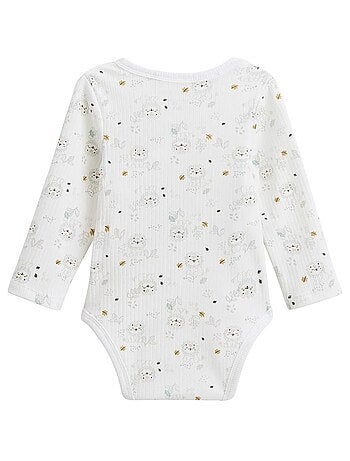 Lot de 3 bodies bébé côtelés manches longues ouverture croisée Kenya