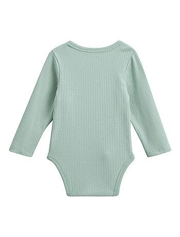 Lot de 3 bodies bébé côtelés manches longues ouverture croisée Kenya