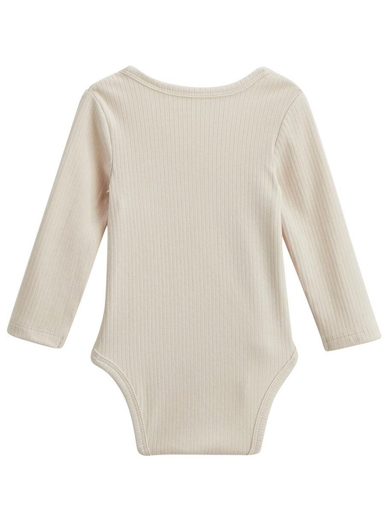 Lot de 3 bodies bébé côtelés manches longues ouverture croisée Kenya Beige - Kiabi