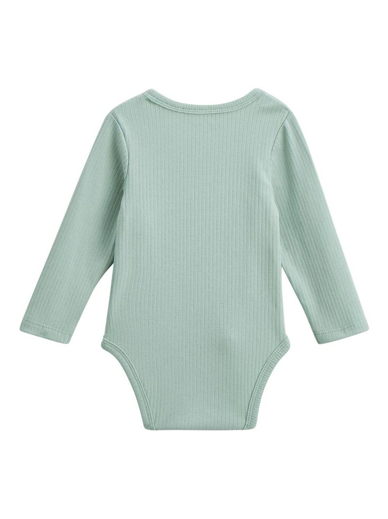 Lot de 3 bodies bébé côtelés manches longues ouverture croisée Kenya Beige - Kiabi