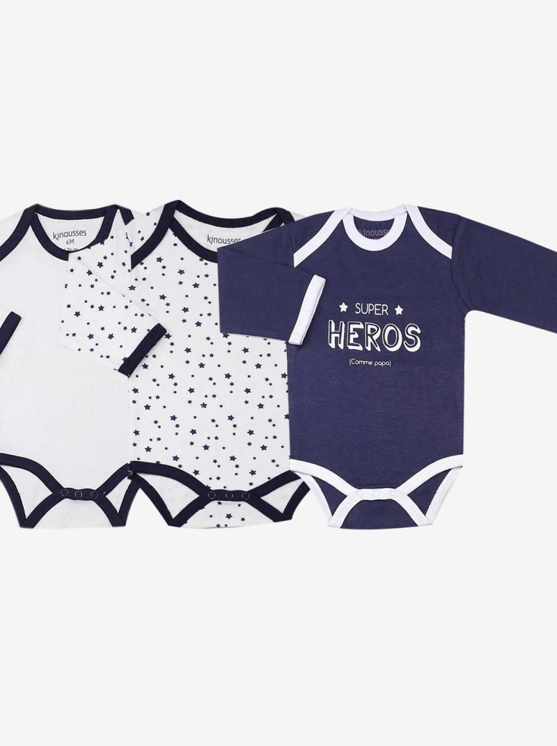 Lot De 3 Bodies Bébé Kinousses Bleu - Kiabi