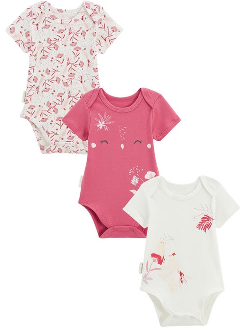 Lot de 3 bodies bébé manches courtes Camila - Kiabi