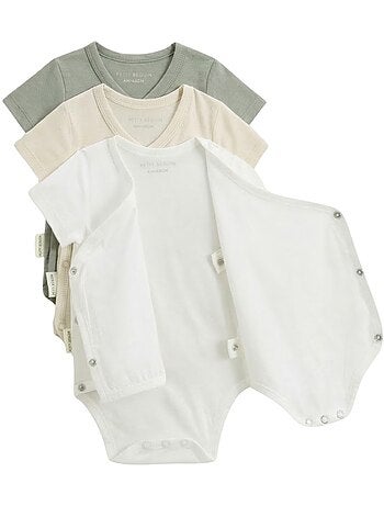 Lot de 3 bodies bébé manches courtes ouverture croisée Mini Rêve