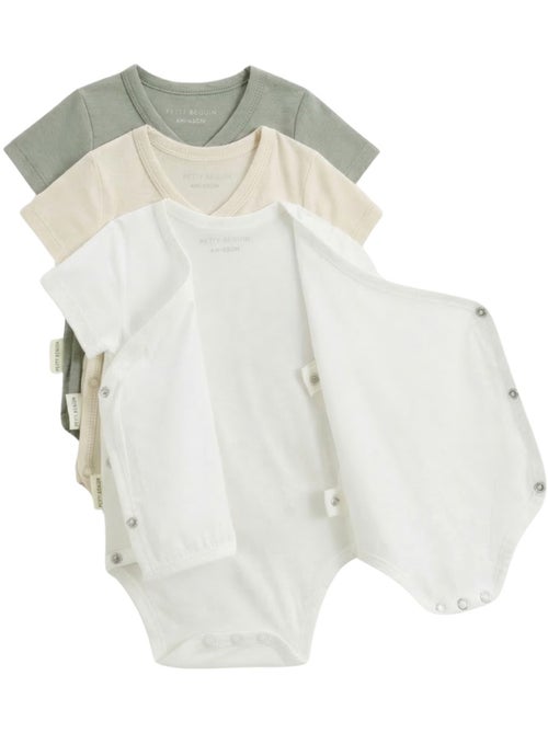 Lot de 3 bodies bébé manches courtes ouverture croisée Mini Rêve - Kiabi