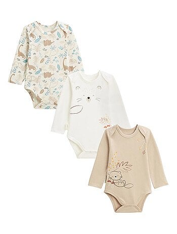 Lot de 3 bodies bébé manches longues Cracotte