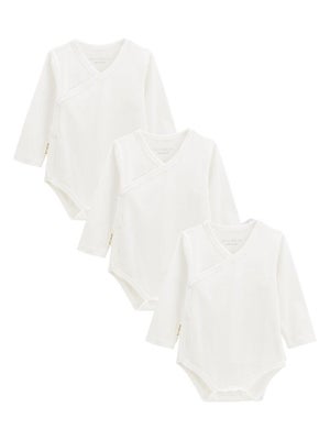 Lot De 3 Bodies Bébé Manches Longues - Coton Doux - Imprimés Chat, Motif Délicat Et Pois Dorés - Taille Petit Béguin - Facile à Enfiler