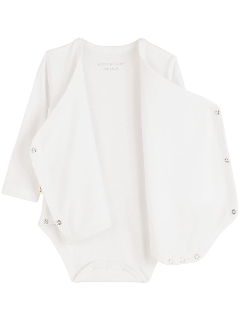 Lot de 3 bodies bébé manches longues croisés Blanc - Kiabi