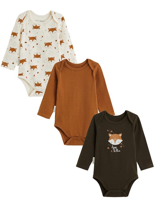 Lot de 3 bodies bébé manches longues Ginkgo - Kiabi Lot de 3 bodies bébé manches longues Ginkgo - Kiabi