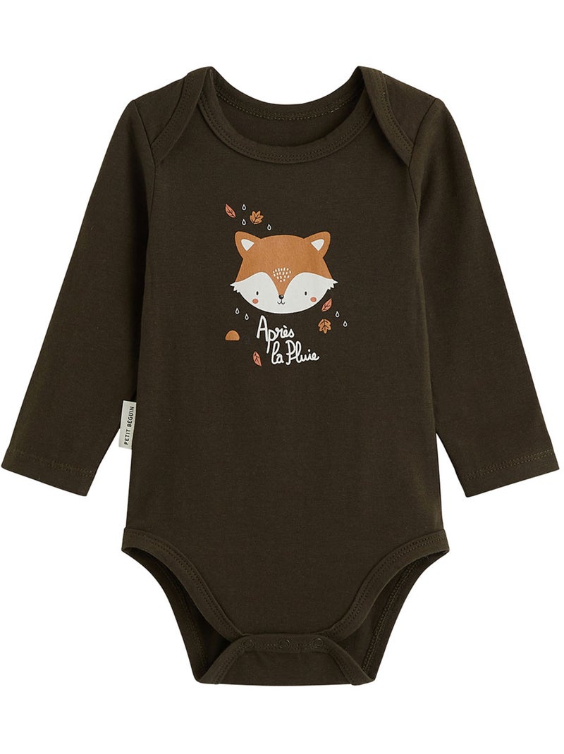 Lot de 3 bodies bébé manches longues Ginkgo Vert - Kiabi