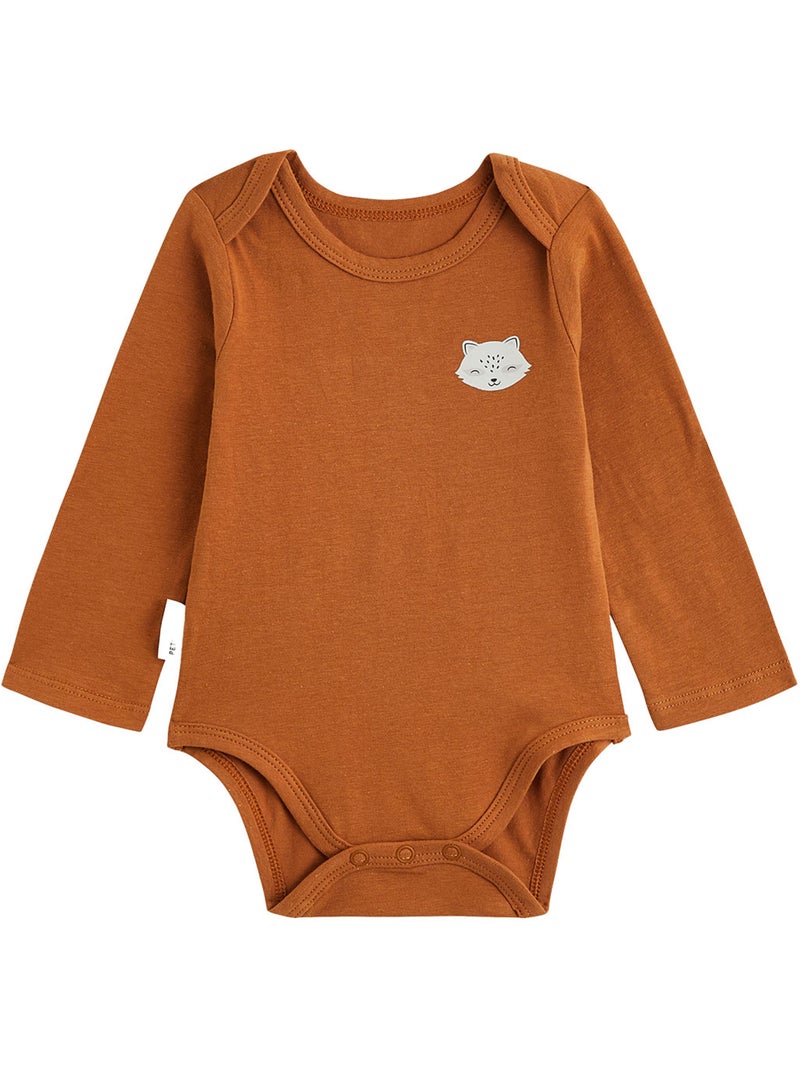 Lot de 3 bodies bébé manches longues Marron - Kiabi