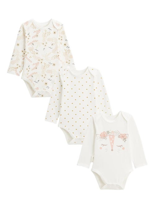 Lot de 3 bodies bébé manches longues Misty - Kiabi