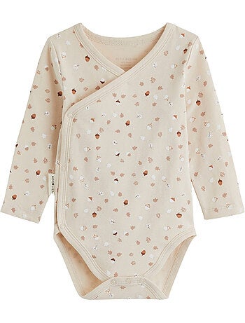 Lot de 3 bodies bébé manches longues ouverture croisée caramel