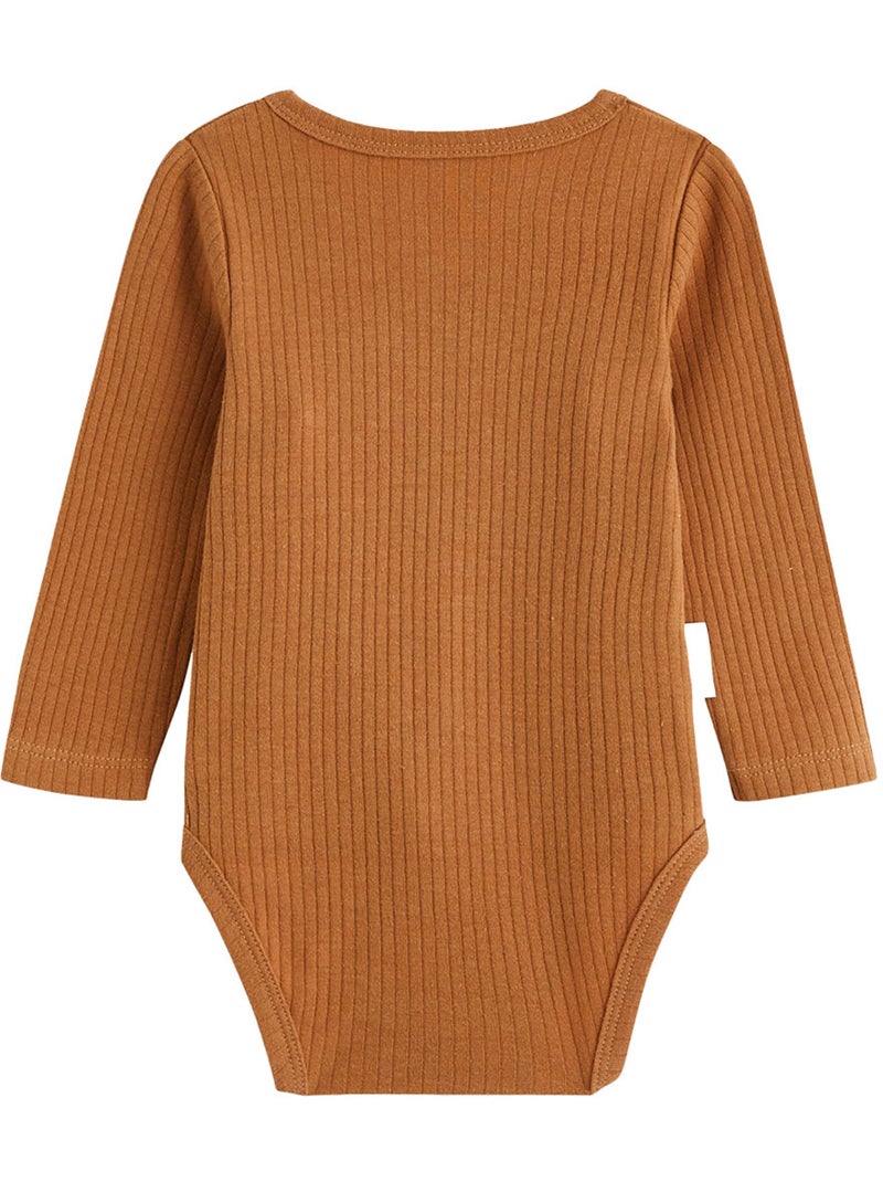 Lot de 3 bodies bébé manches longues ouverture croisée caramel Marron - Kiabi