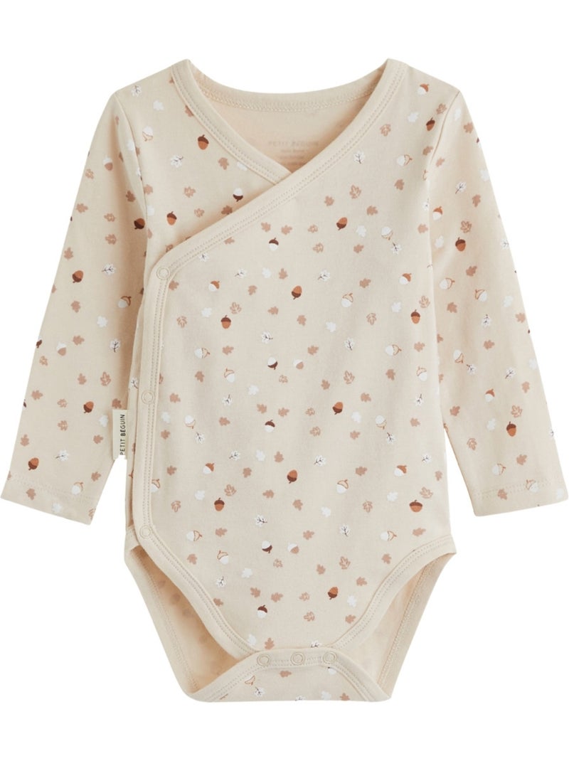 Lot de 3 bodies bébé manches longues ouverture croisée caramel Marron - Kiabi