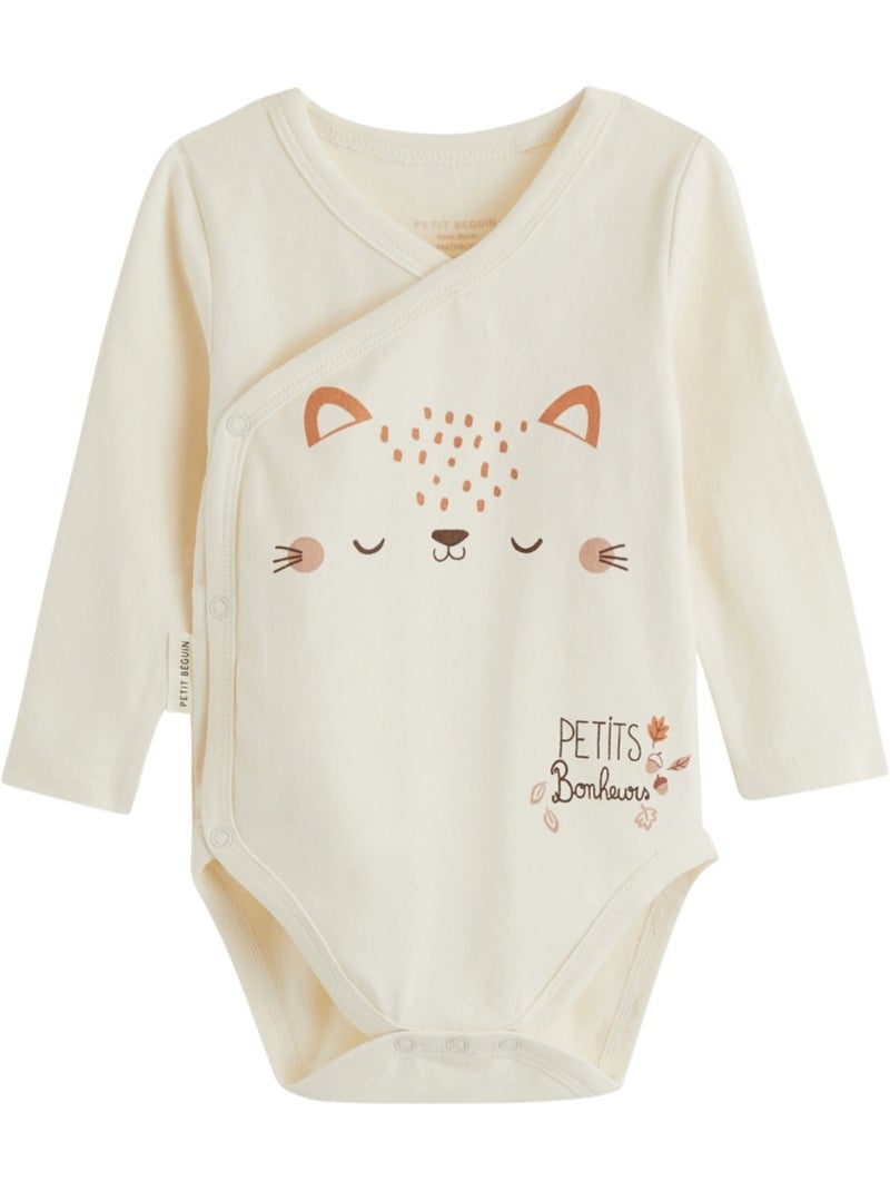 Lot de 3 bodies bébé manches longues ouverture croisée caramel Marron - Kiabi