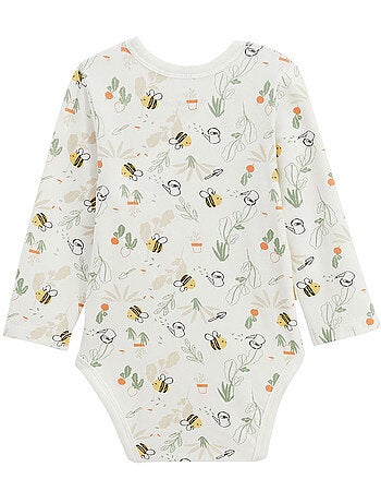 Lot de 3 bodies bébé manches longues ouverture croisée Eden