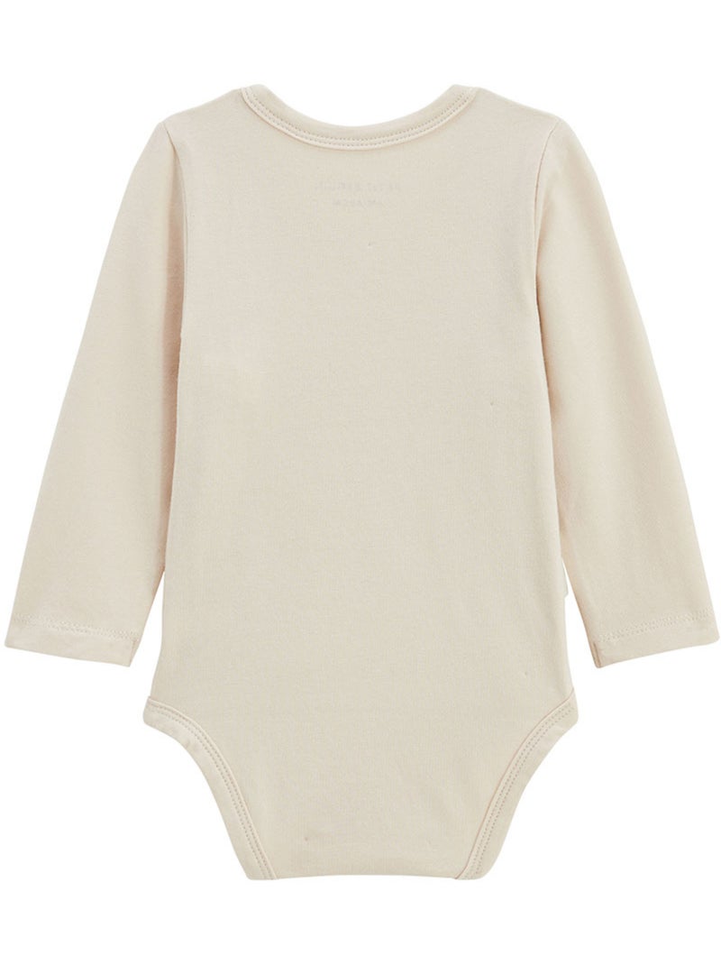 Lot de 3 bodies bébé manches longues ouverture croisée Eden Beige - Kiabi