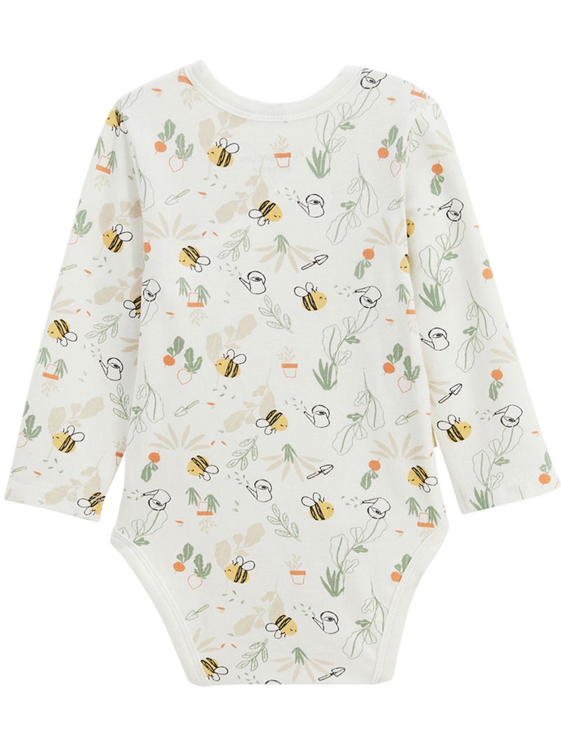 Lot de 3 bodies bébé manches longues ouverture croisée Eden Beige - Kiabi