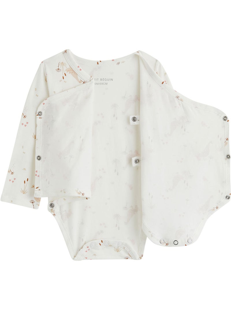 Lot de 3 bodies bébé manches longues ouverture croisée margot Ecru - Kiabi
