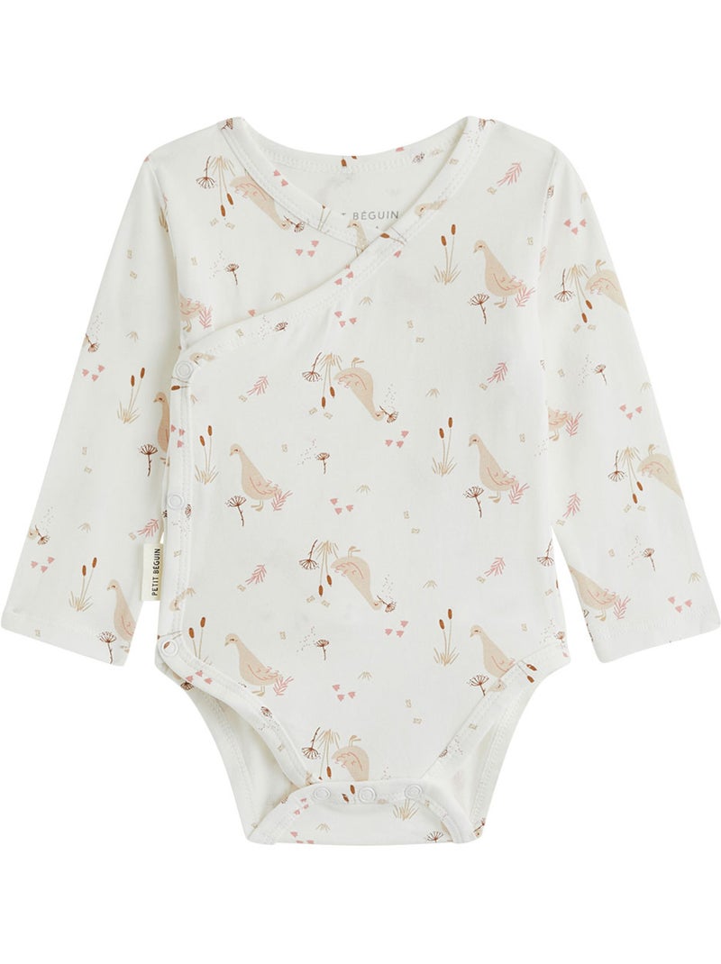 Lot de 3 bodies bébé manches longues ouverture croisée margot Ecru - Kiabi