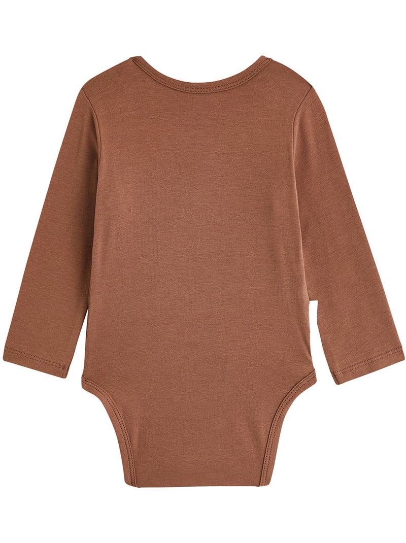 Lot de 3 bodies bébé manches longues ouverture croisée Marron - Kiabi