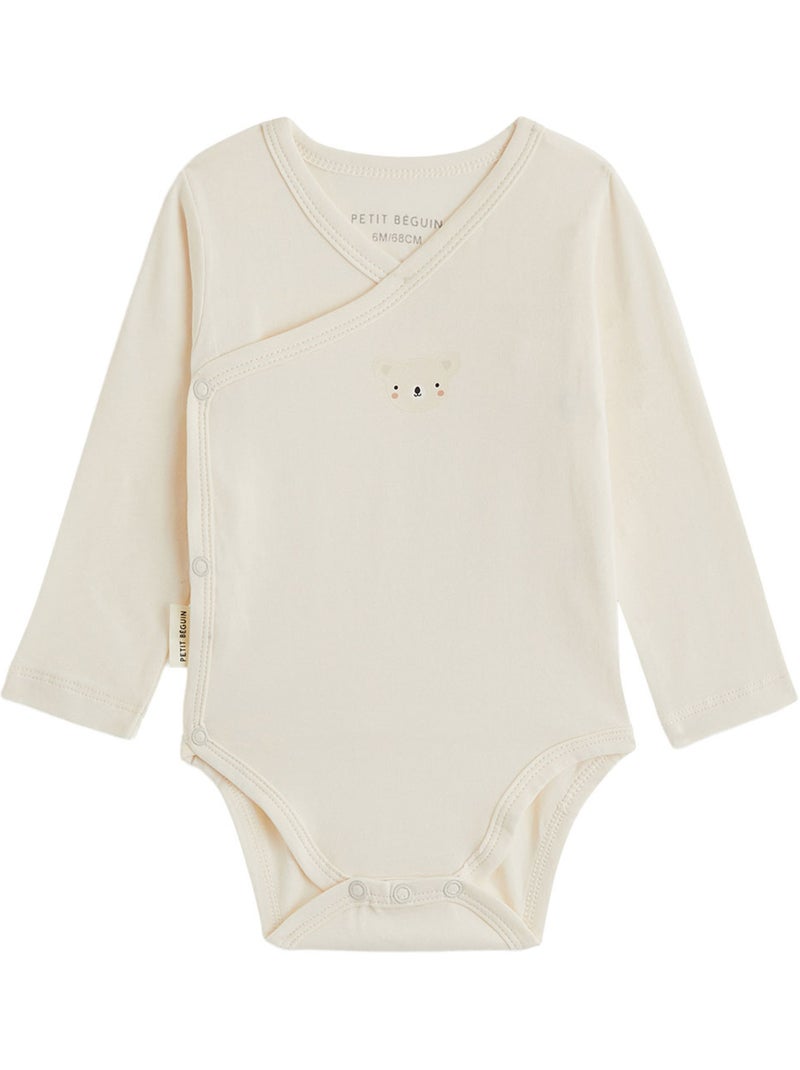 Lot de 3 bodies bébé manches longues ouverture croisée Marron - Kiabi