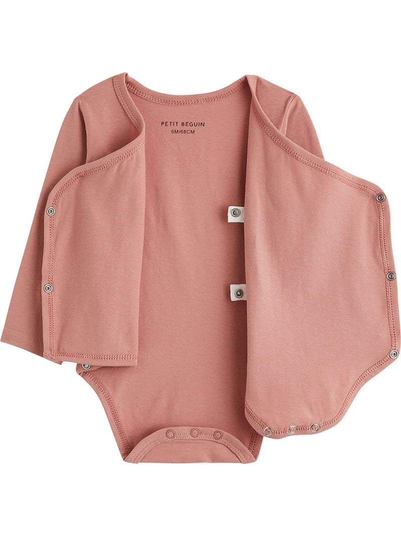 Lot de 3 bodies bébé manches longues ouverture croisée Rose - Kiabi