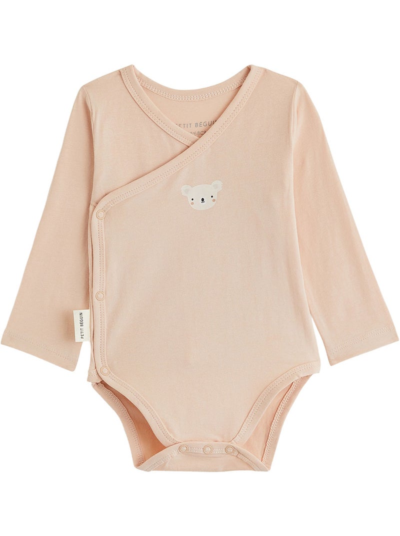 Lot de 3 bodies bébé manches longues ouverture croisée Rose - Kiabi