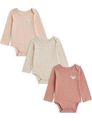 Lot de 3 bodies bébé manches longues